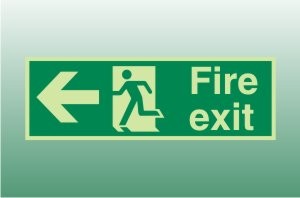 Photoluminescent Fire Exit Sign Left